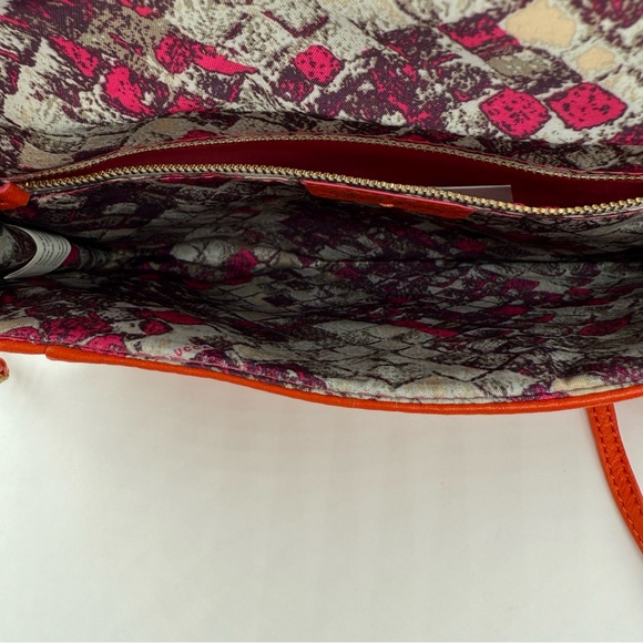 Elliott Lucca Cordoba Orange Leather Shoulder/Clutch with Gold-Toned Closure - Picture 12 of 17